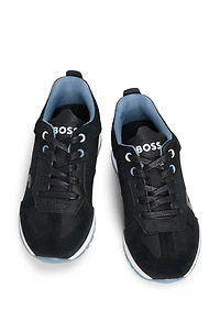 Kids' trainers mixed materials with leather trims
