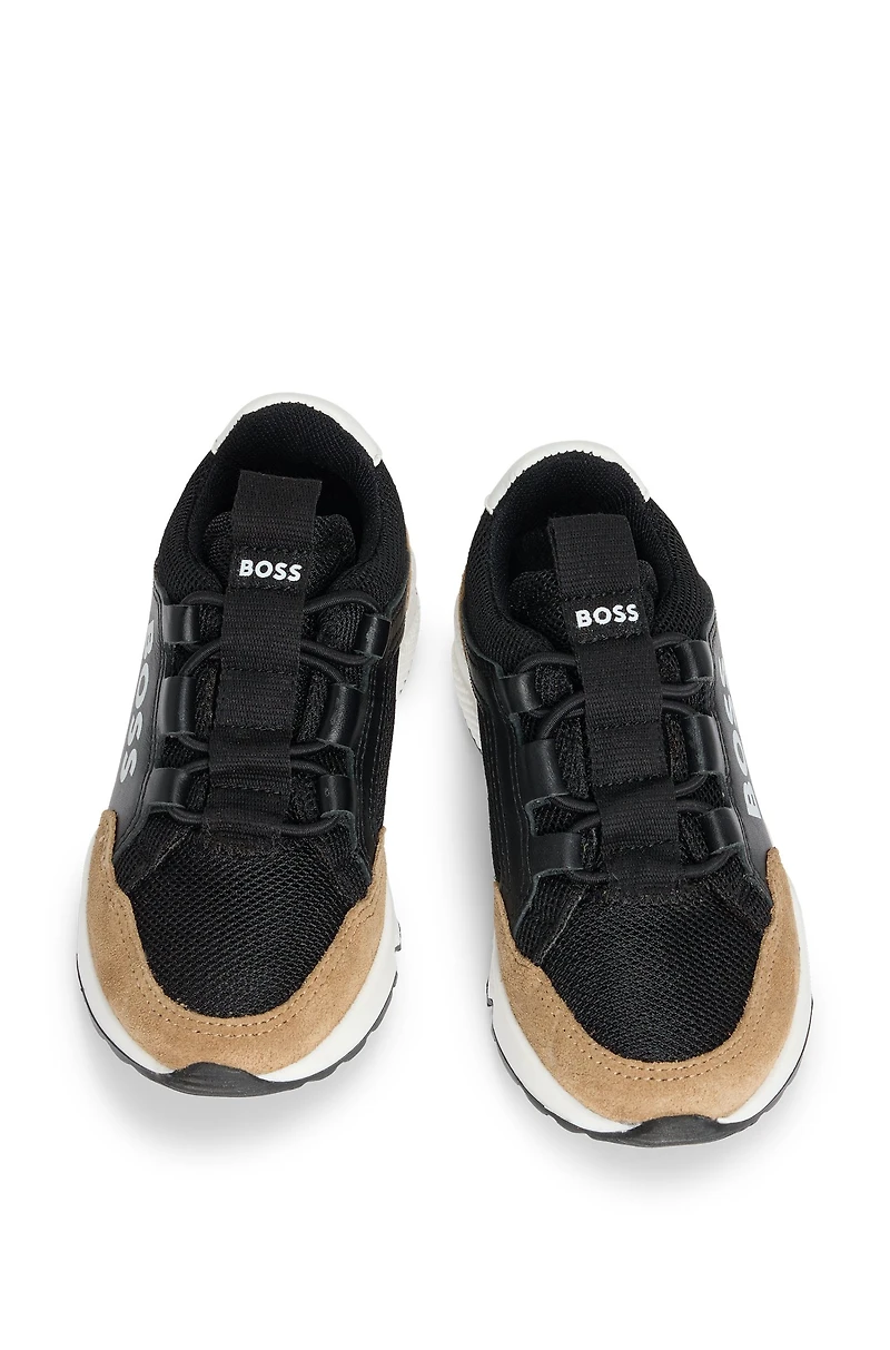 Kids' logo-print trainers leather and mesh