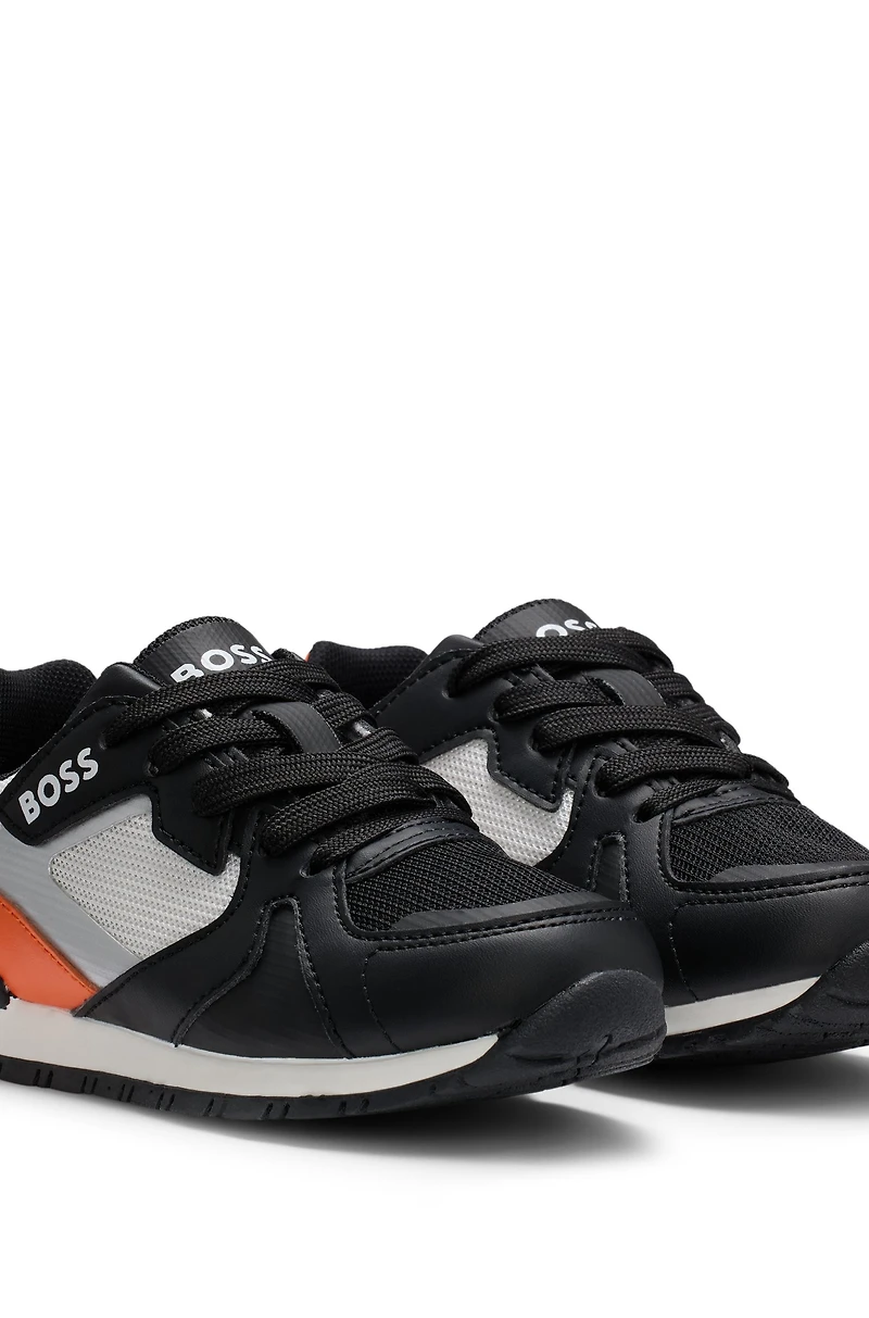 Kids' trainers faux leather and mesh