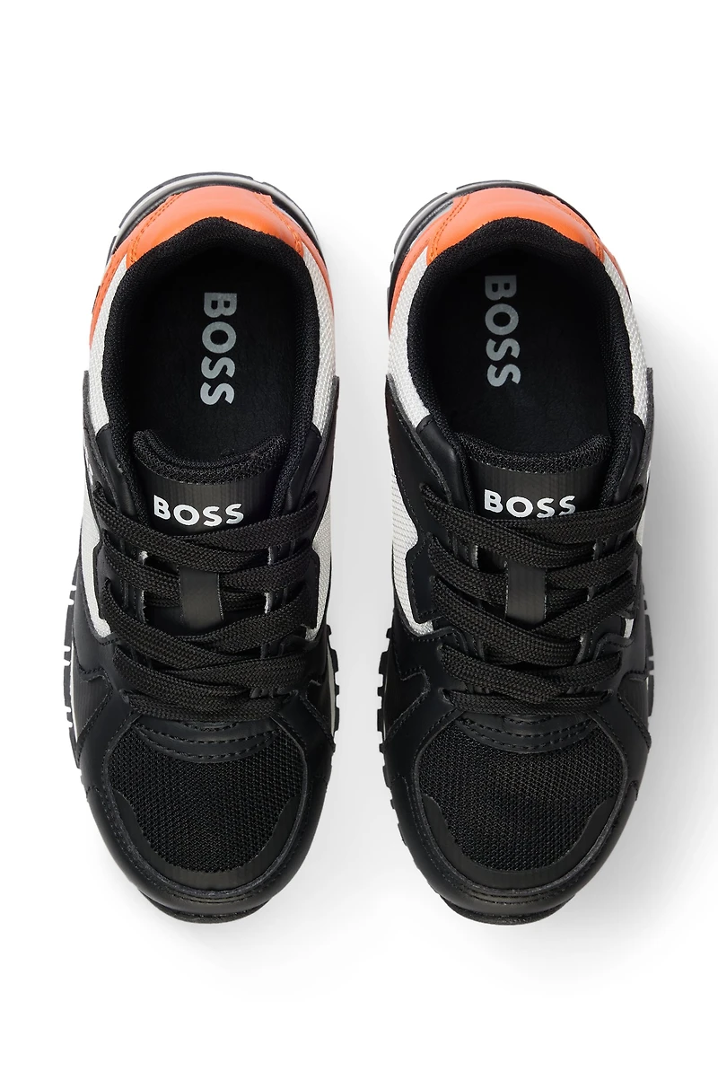 Kids' trainers faux leather and mesh