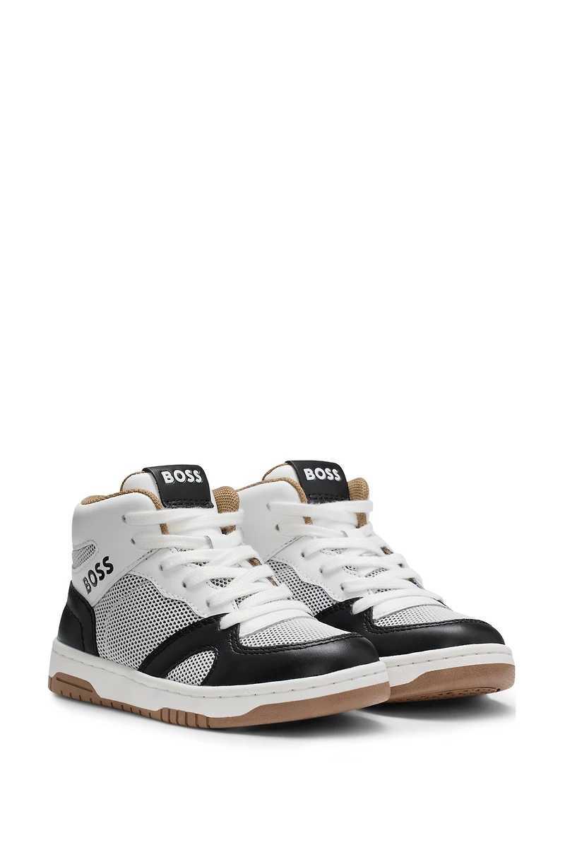 Kids' high-top trainers suede and mesh