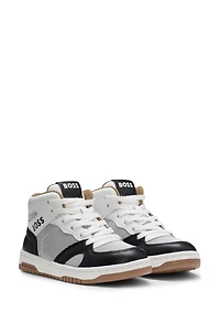 Kids' high-top trainers suede and mesh