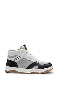 Kids' high-top trainers suede and mesh