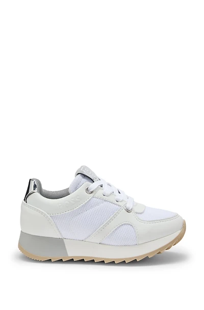 Kids' trainers faux leather and mesh