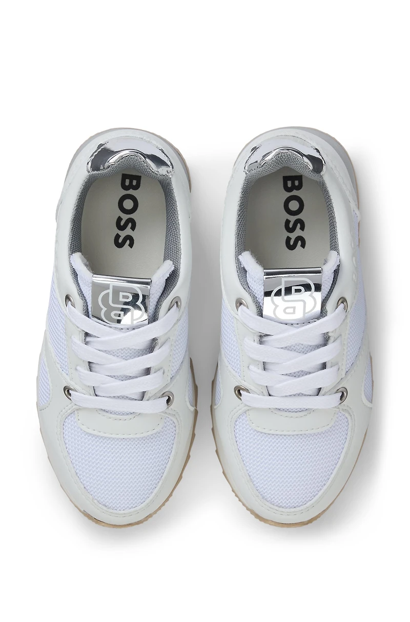 Kids' trainers faux leather and mesh