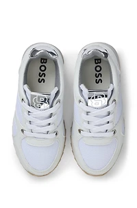 Kids' trainers faux leather and mesh