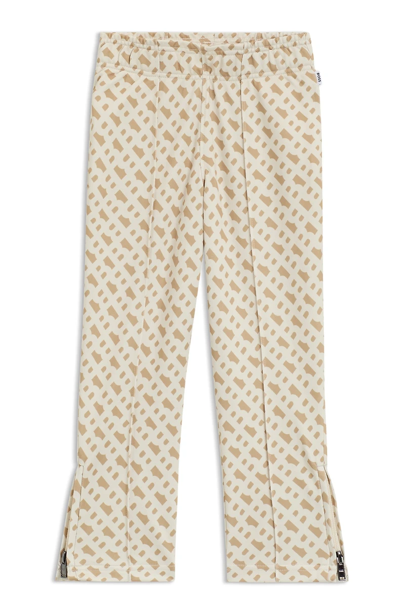 Kids' monogram-print tracksuit bottoms with zipped hems