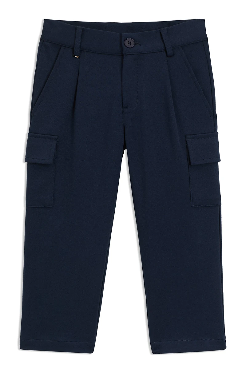 Kids' loose-fit cargo trousers stretch fabric