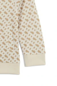 Kids' zip-up cardigan with all-over monogram print