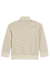 Kids' zip-up cardigan with all-over monogram print