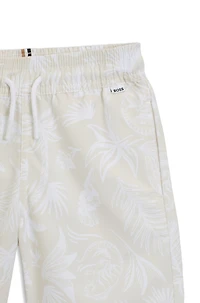 Kids' swim shorts with all-over palm-tree print