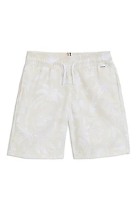 Kids' swim shorts with all-over palm-tree print