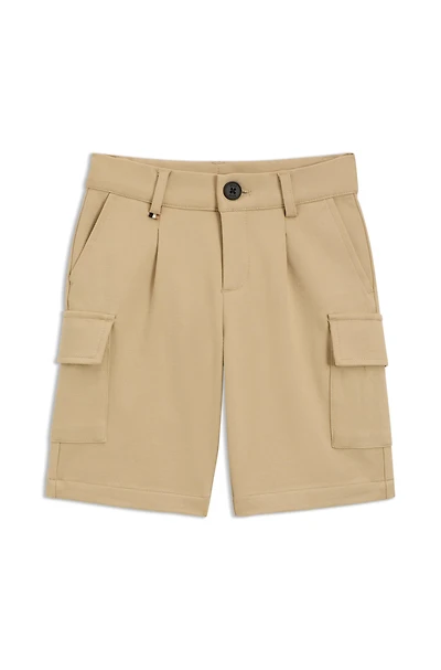 Kids' cargo shorts stretch piqué