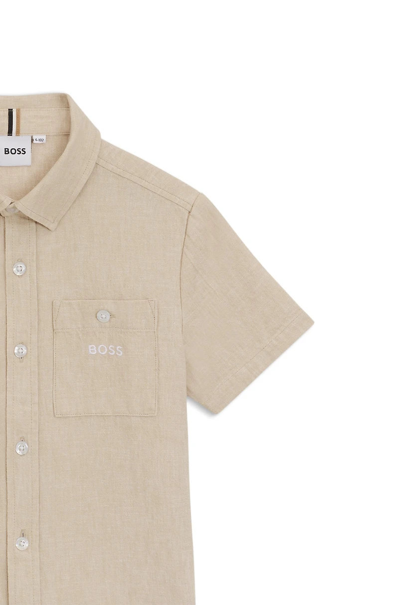 Kids' loose-fit shirt linen and cotton