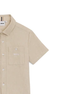 Kids' loose-fit shirt linen and cotton