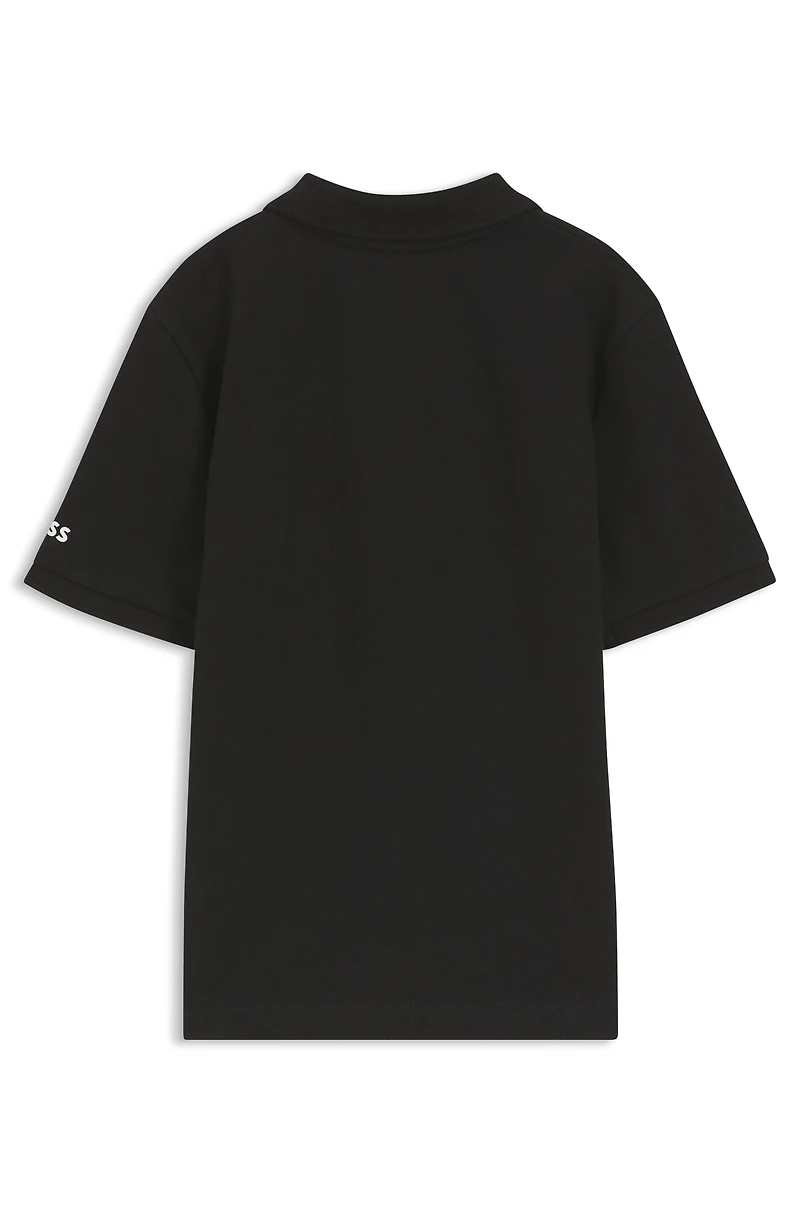 Kids' polo shirt stretch cotton with signature stripes