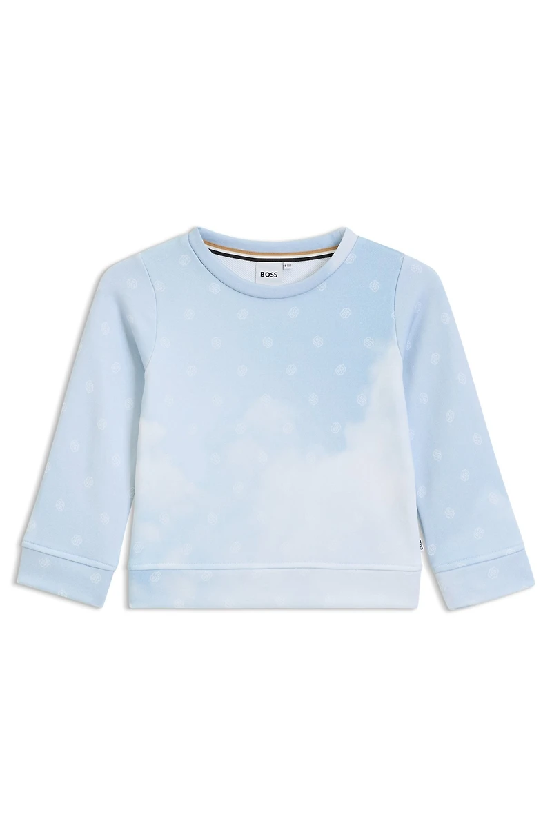 Kids' fleece sweatshirt with clouds and Double B monograms