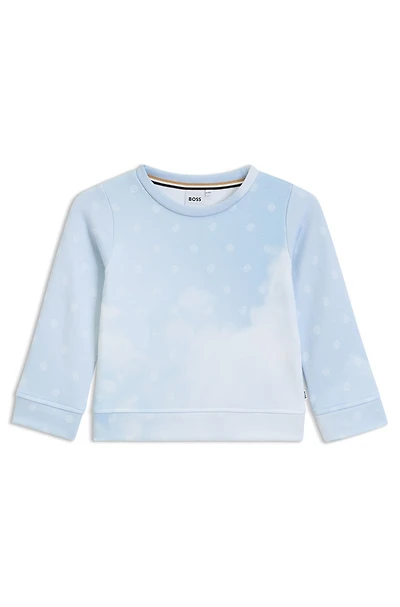 Kids' fleece sweatshirt with clouds and Double B monograms