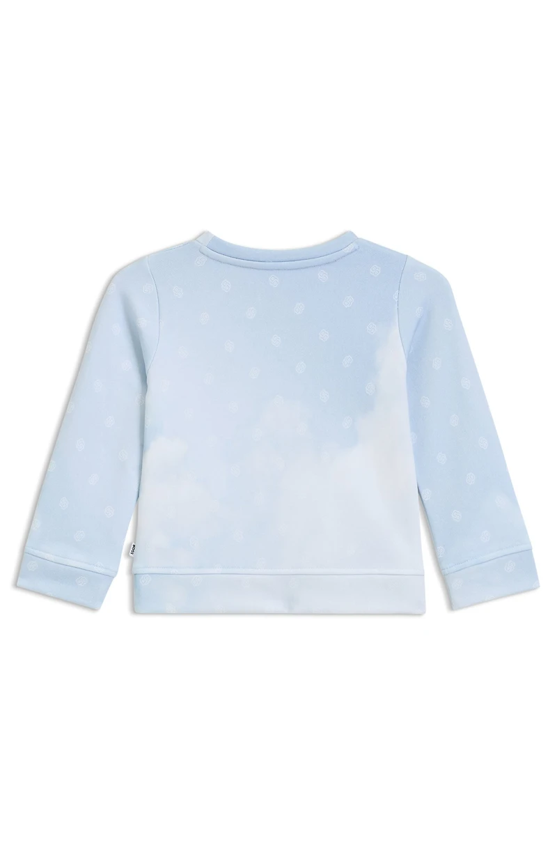 Kids' fleece sweatshirt with clouds and Double B monograms