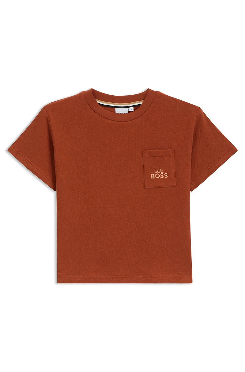 Kids' loose-fit T-shirt cotton with embroidered artwork
