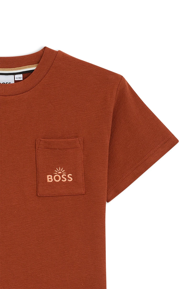 Kids' loose-fit T-shirt cotton with embroidered artwork