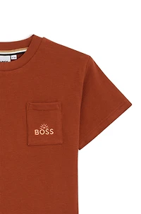 Kids' loose-fit T-shirt cotton with embroidered artwork