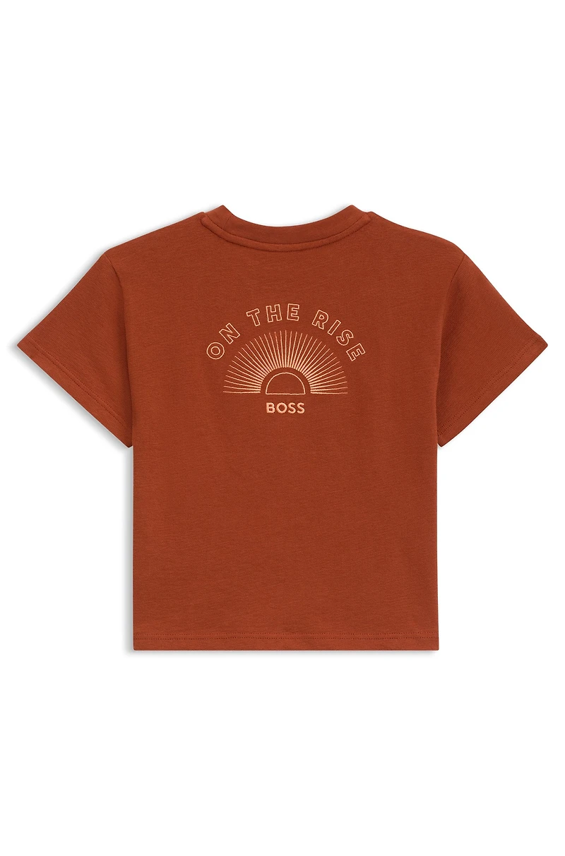 Kids' loose-fit T-shirt cotton with embroidered artwork