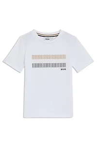 Kids' slim-fit cotton T-shirt with signature-stripe print