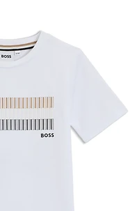 Kids' slim-fit cotton T-shirt with signature-stripe print
