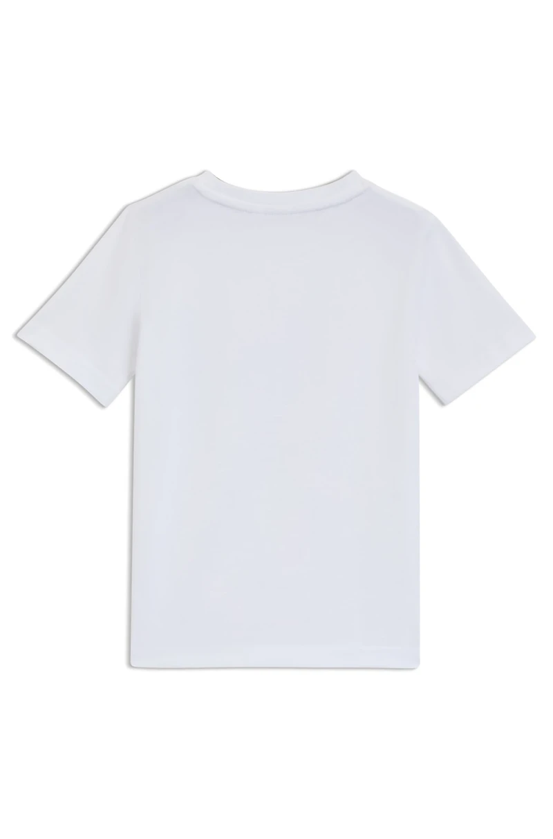Kids' slim-fit cotton T-shirt with signature-stripe print