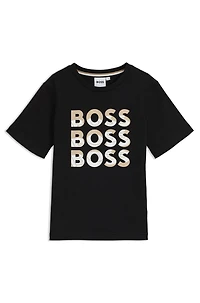 Kids' T-shirt cotton with gradient-effect triple logos