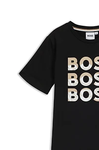 Kids' T-shirt cotton with gradient-effect triple logos