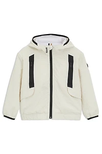 Kids' hooded windbreaker jacket seersucker fabric