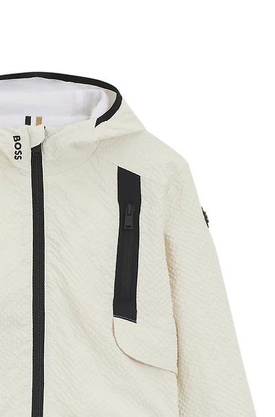 Kids' hooded windbreaker jacket seersucker fabric
