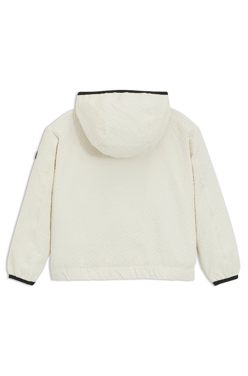 Kids' hooded windbreaker jacket seersucker fabric