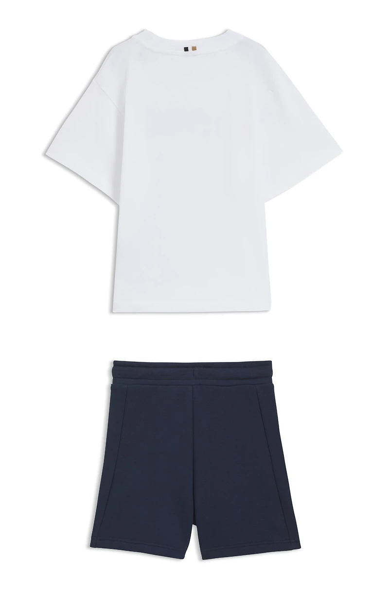 Kids' shorts and T-shirt set with logo prints