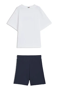 Kids' shorts and T-shirt set with logo prints