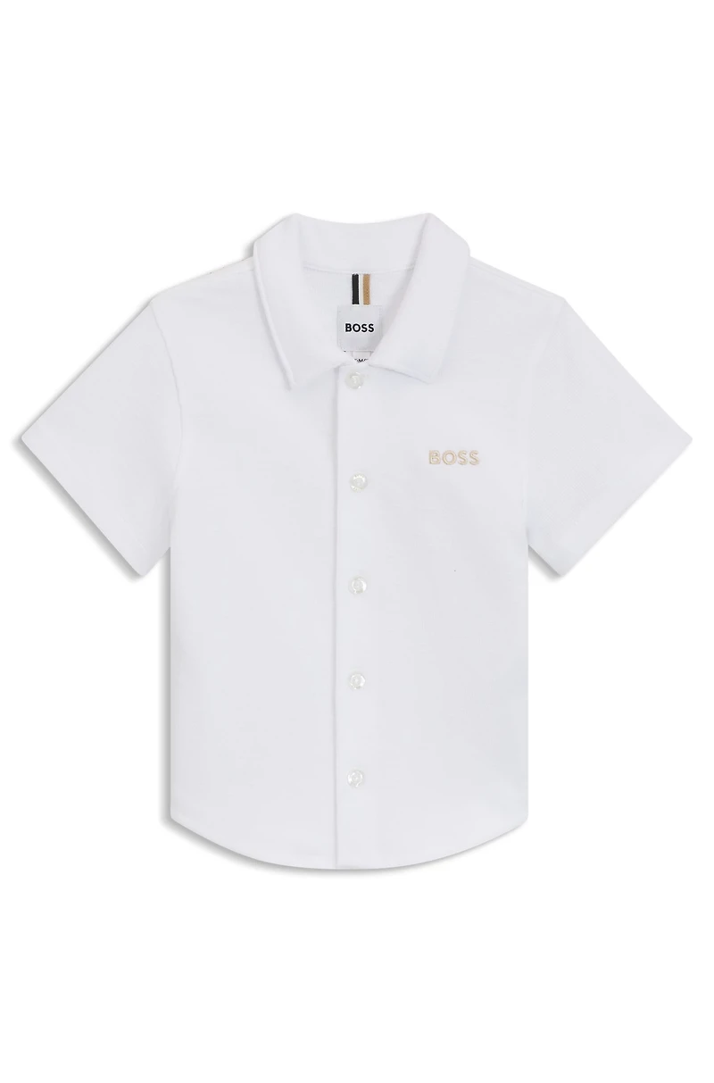 Kids' regular-fit shirt cotton with embroidered logo