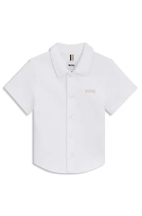 Kids' regular-fit shirt cotton with embroidered logo