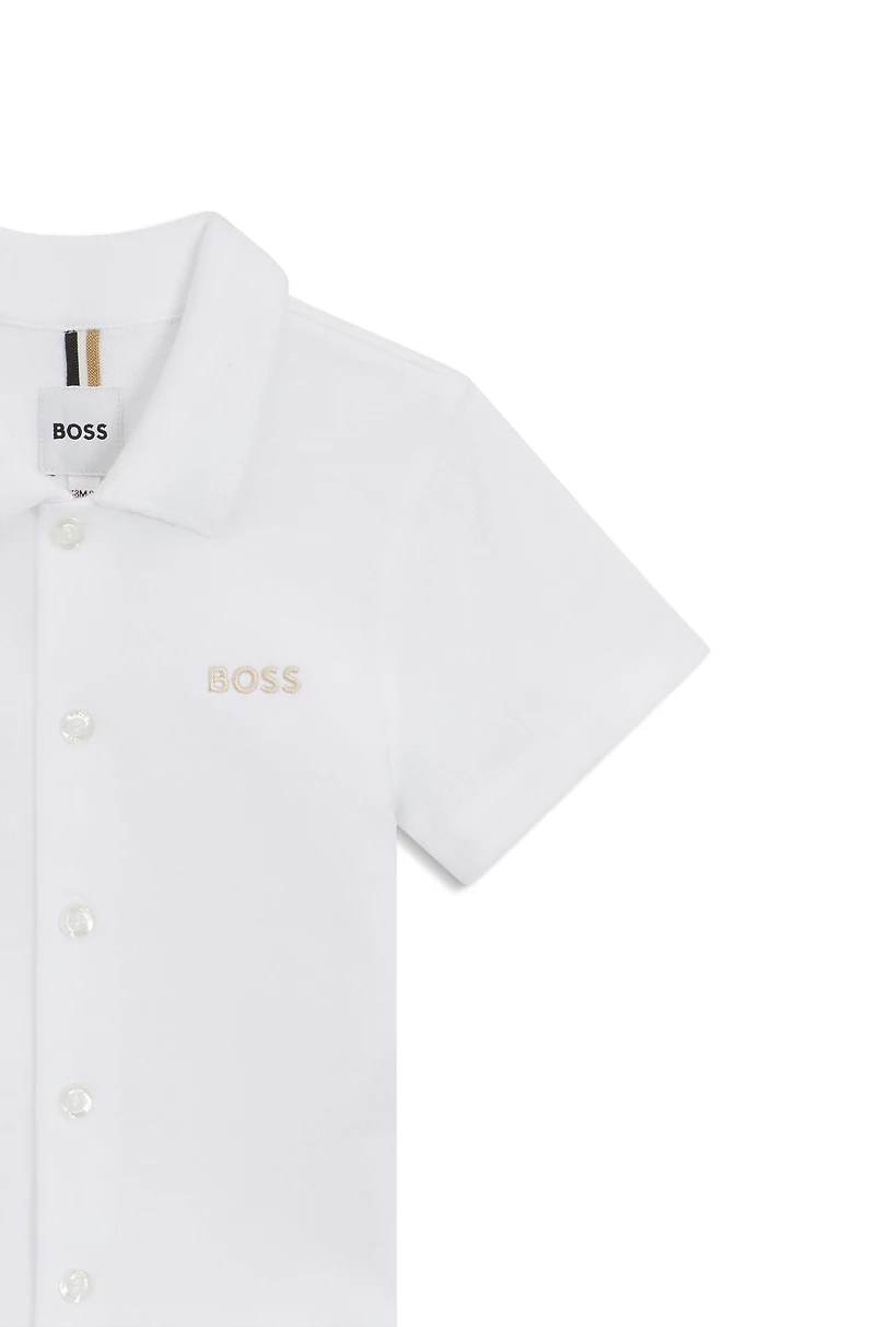 Kids' regular-fit shirt cotton with embroidered logo