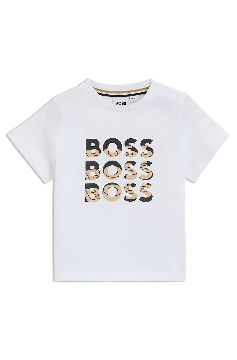 Kids' T-shirt cotton with gradient-effect triple logo