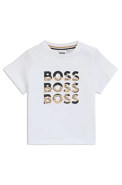 Kids' T-shirt cotton with gradient-effect triple logo