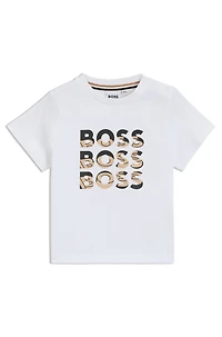 Kids' T-shirt cotton with gradient-effect triple logo