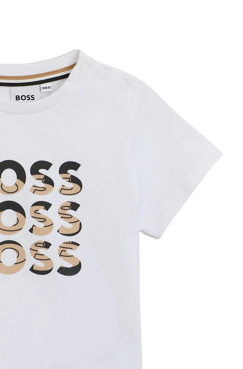 Kids' T-shirt cotton with gradient-effect triple logo