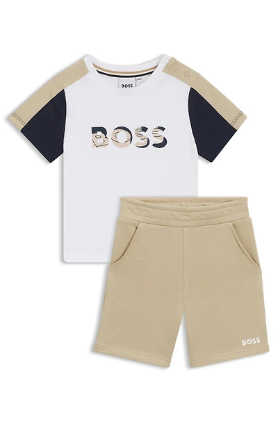 Kids' T-shirt and shorts set color-blocked cotton