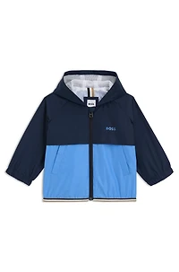Kids' color-blocked windbreaker with logo print