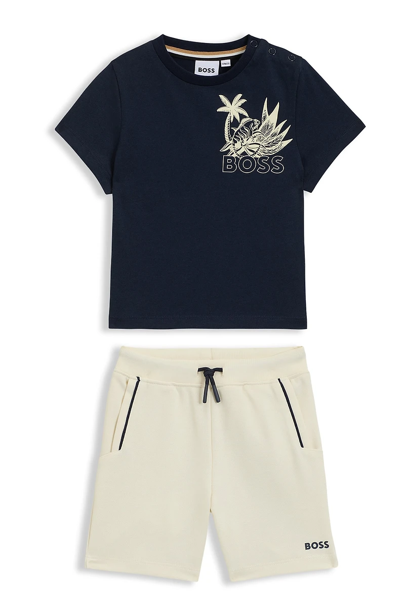 Kids' shorts and T-shirt set with creative artwork