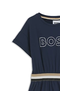 Kids' stretch-cotton dress with embroidered logo