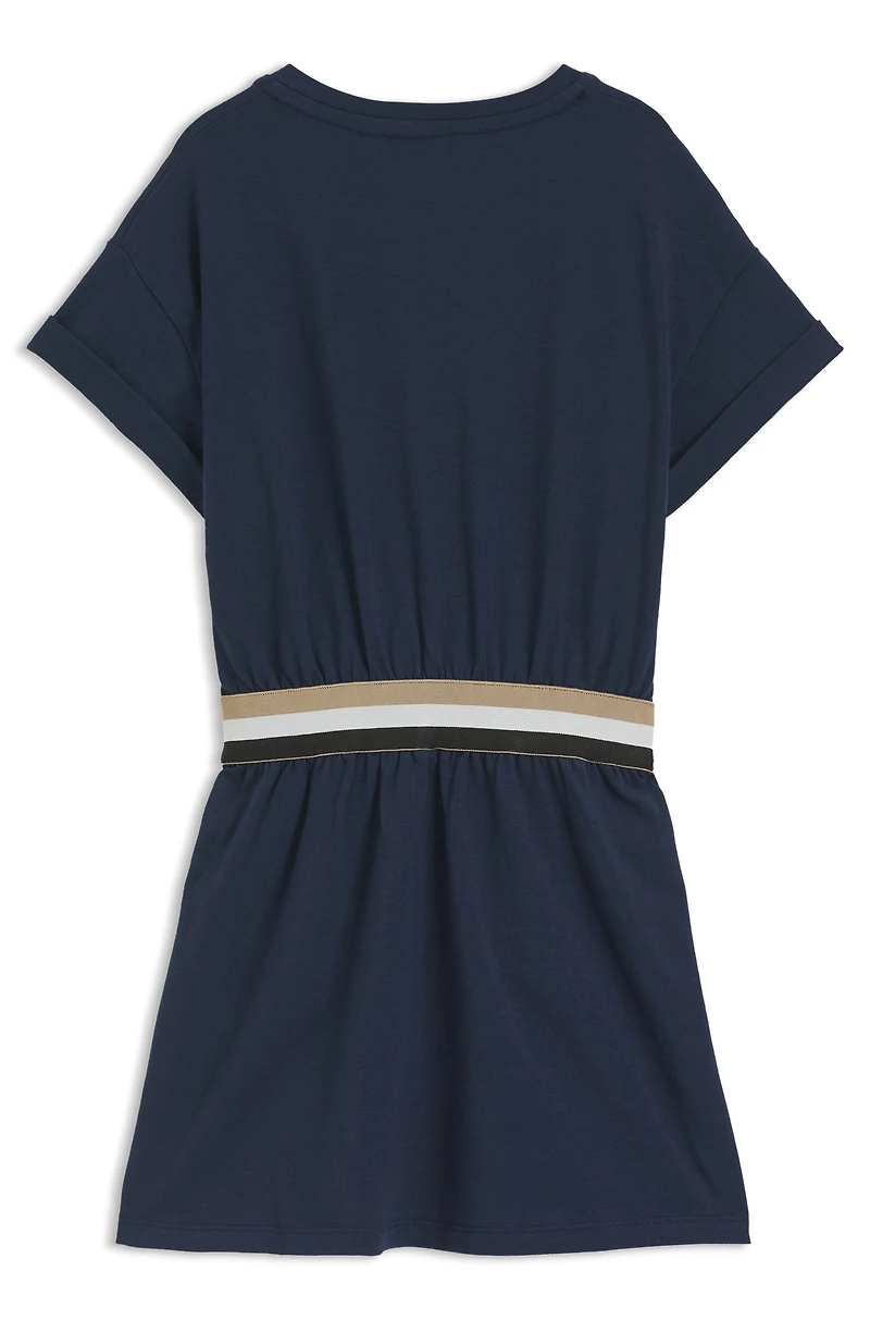 Kids' stretch-cotton dress with embroidered logo