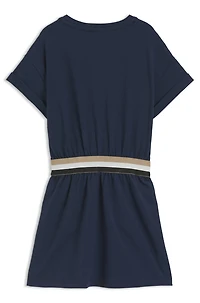 Kids' stretch-cotton dress with embroidered logo